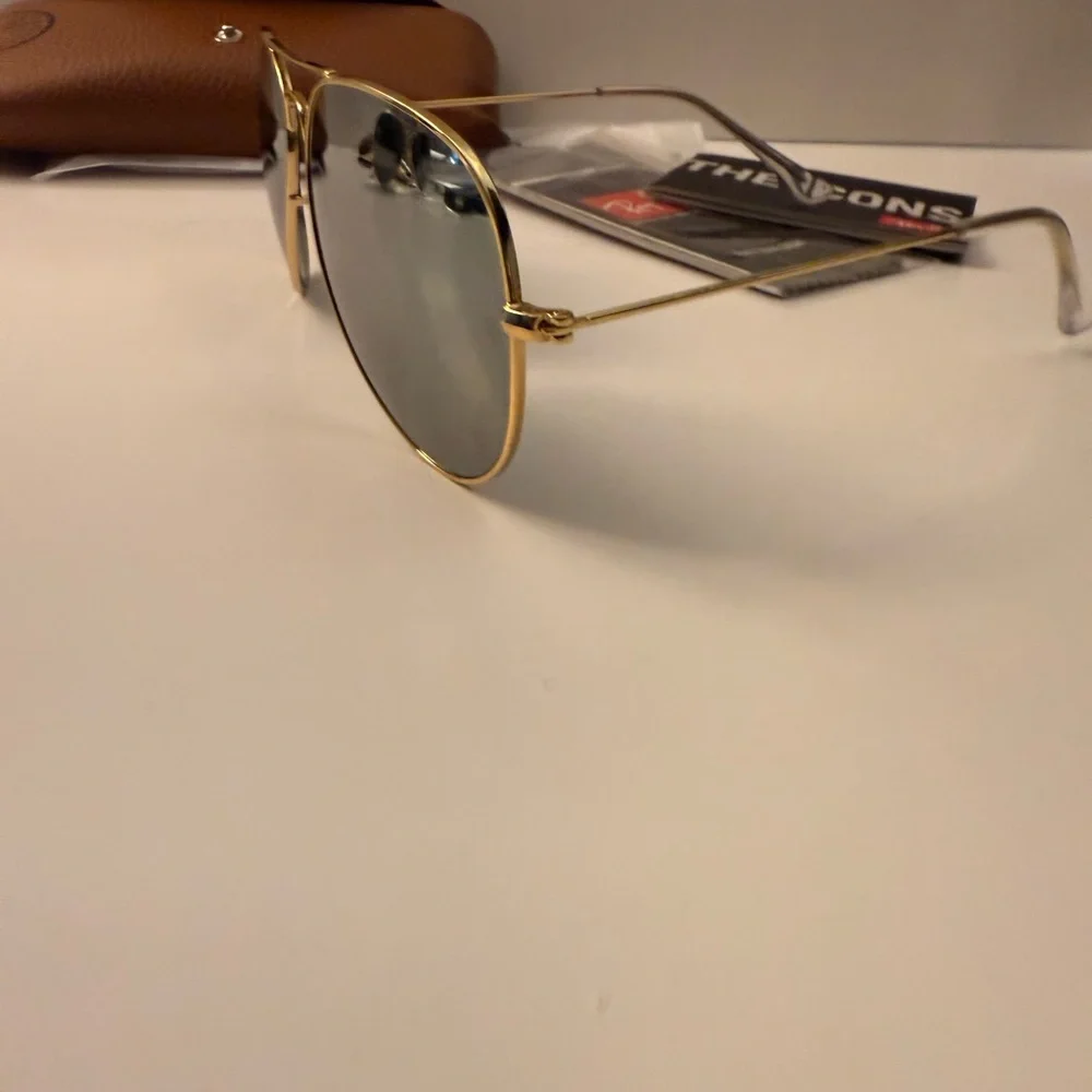 Ray-Ban Aviator Sunglasses RB3026 58-14mm Gold/Silver Mirror Lens 001/30 Unisex - Picture 4 of 17